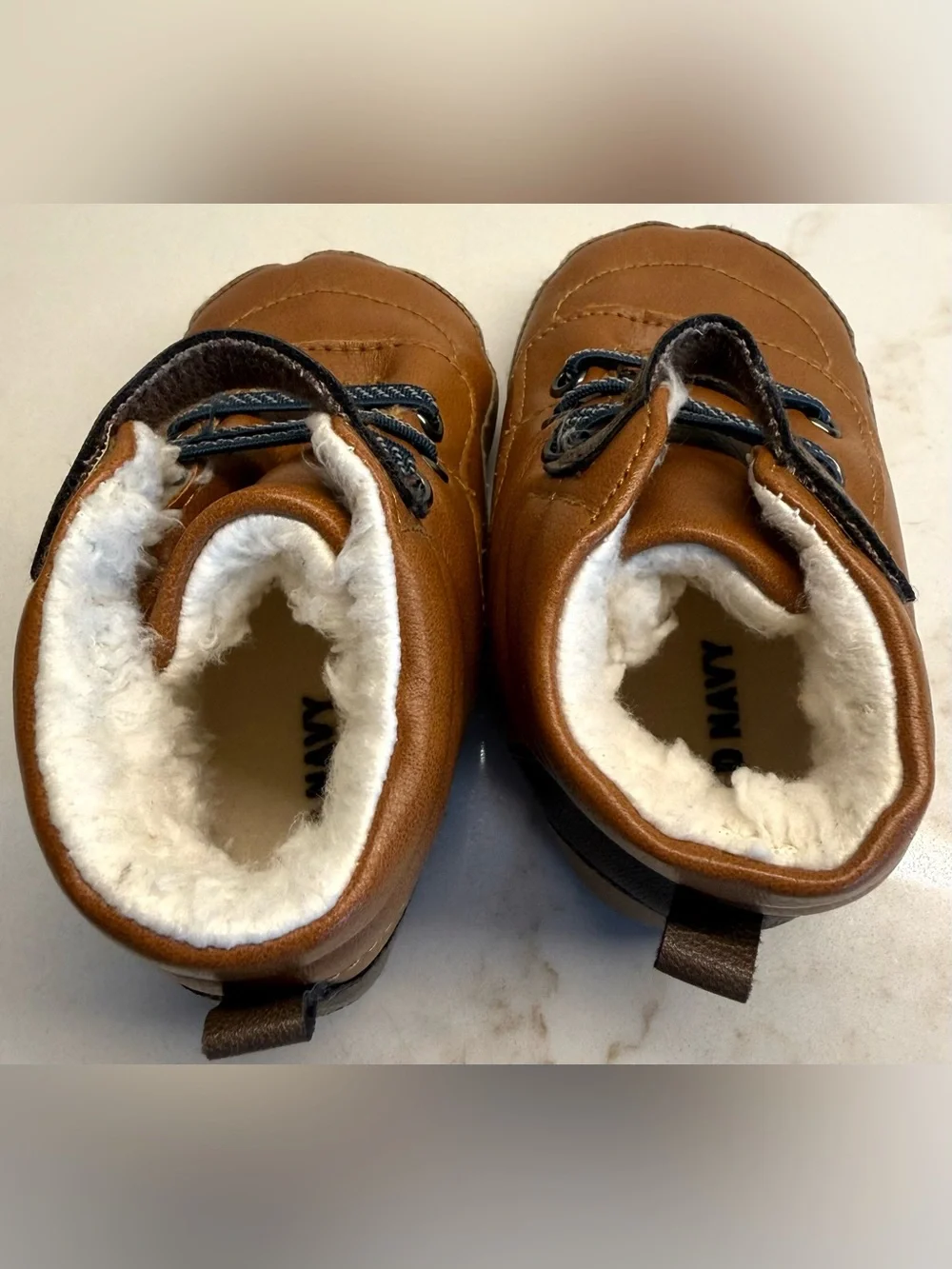 Old Navy Baby Faux Leather Sherpa-Lined Booties Brown 12-18M